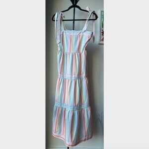 Goodnight Macaroon Rainbow Pastel Striped Maxi Dress with Straps - Size S